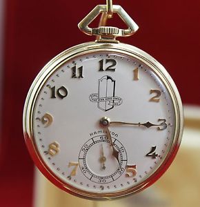 RARE MINT Hamilton 14K Gold 917 Packard Presentation Pocket Watch Original Box