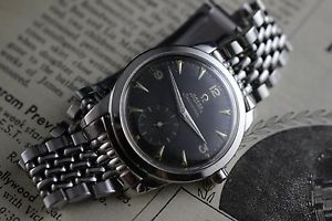 Vintage Omega Seamaster Bumper Black Dial Gilt Massive Case
