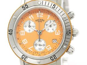 Polished HERMES Clipper Diver Chronograph Quartz Mens Watch CL2.916 (BF303172)