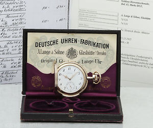 A. Lange & Sohne Glashutte Louis XV Gold hunter 1915 Original Box Certifikate