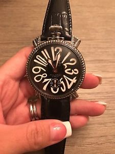 Polished GaGa MILANO Manuale 48 Diamond Steel Mens Watch 5012.1D.6