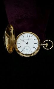 18s 83g 14k solid Gold Railroad Lever Set Elgin Pocket Watch Hunter Case 1878