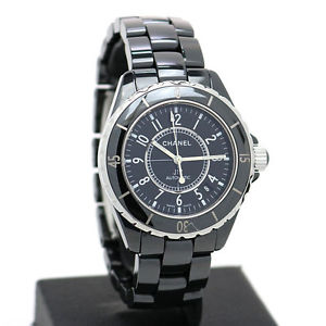 Free Shipping Pre-owned CHANEL J12 38MM Black Ceramic Automatic Mens Watch