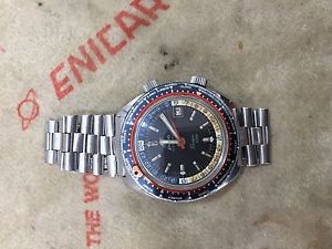 AUTHENTIC VINTAGE ENICAR SHERPA GUIDE WORLDTIME GMT MARK IV VARIANT