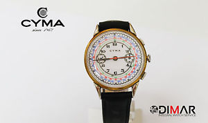 VINTAGE RELOJ CABALLERO CYMA CRONO- VALJOUX 22- ESFERA PORCELANA Ø.37mm CAJA