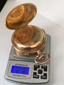 LE PHARE 18K SOLID GOLD 59mm FULL HUNTER REPEATER RUNS 127.6 gr. /w Chronograph