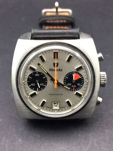 VINTAGE DIVER NIVADA TARAVANA cal VALJOUX 7734, CIRCA 1970  PANDA DIAL SILVER