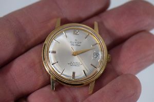 Vintage Duxot Automatic Waterproof 14K Yellow Gold Mens Watch Swiss Made NO BAND