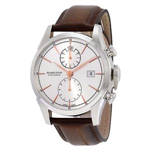 Hamilton H32416581 Mens Silver Dial Analog Automatic Watch with Leather Strap