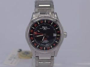 BNIB Ball Engineer Master II black dial auto date GMT SS bracelet watch