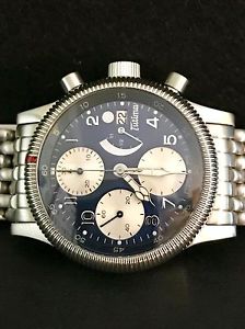 Tutima Flieger Chronograph w/ Power Reserve, blue dial, 100% NIB $4700 Retail...