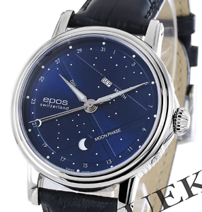 EPOS 3391BL Night Sky Automatic SS Leather Blue Dial Watch 2 Years Warranty