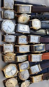 WHOLESALE LOT VINTAGE WATCHES BULOVA ELGIN WALTHAM HAMILTON MOVADO BENRUS & MORE