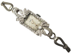 Vintage Diamond and 18 ct White Gold Cocktail Watch 1950s