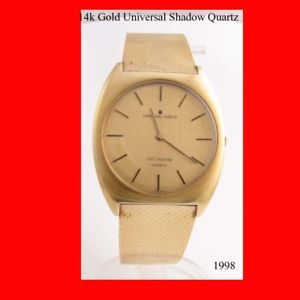 18k Gold Universal Gilt Shadow Quartz Wrist Watch 1997