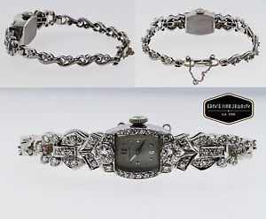 Hamilton Vintage 1930's Platinum Lady's Watch w Approximately 2.5ct. in Diamonds