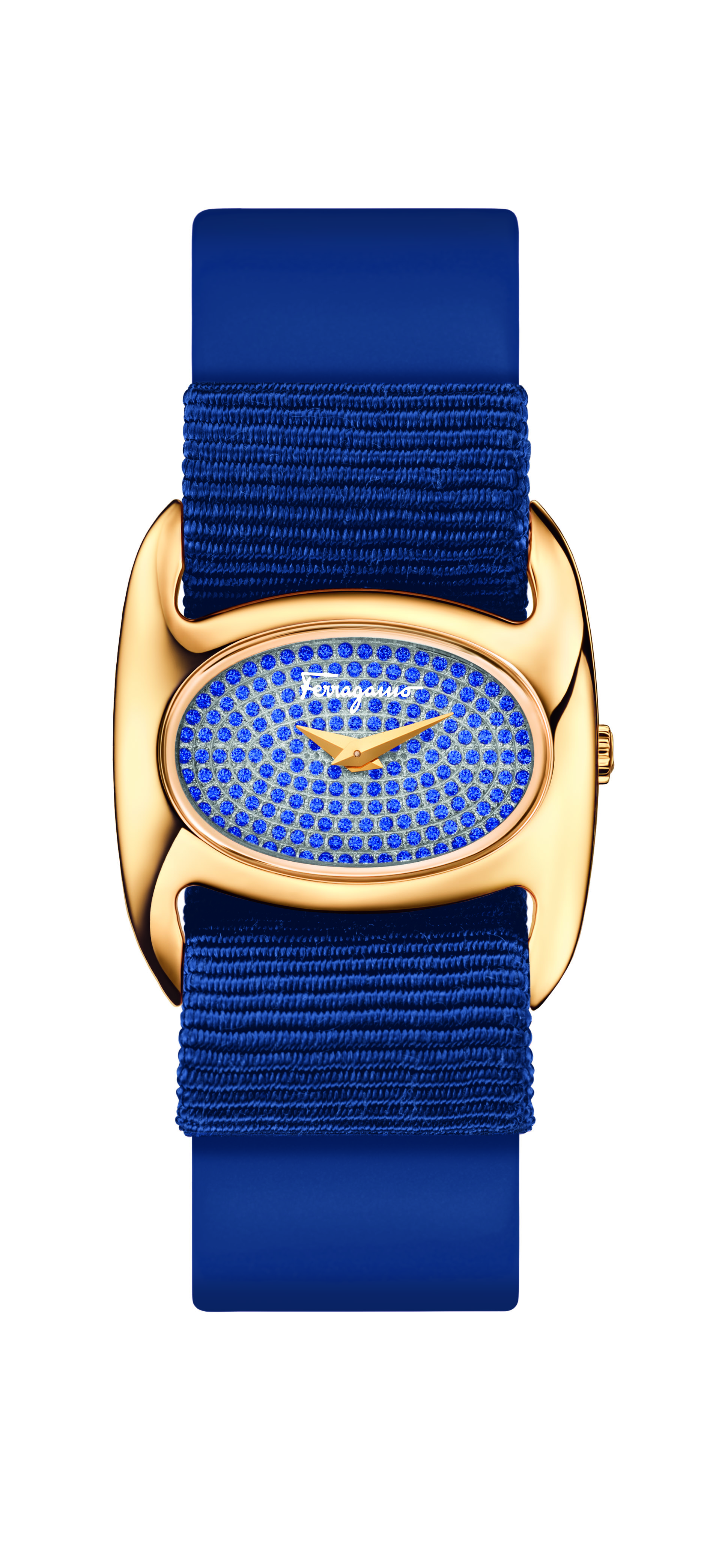 Ferragamo FIE100015 Women's Varina Blue Watch W/ Pave Sapphi