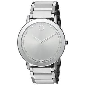 MOVADO MEN'S 40MM STEEL BRACELET & CASE QUARTZ SILVER-TONE DIAL WATCH 606881