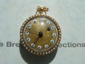 Antique French 22K Gold and Pearls Pocket Watch circa 1800