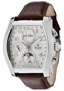 Accutron by Bulova Stratford Automatic Chrono Moon Phase Steel Mens Watch 63C000