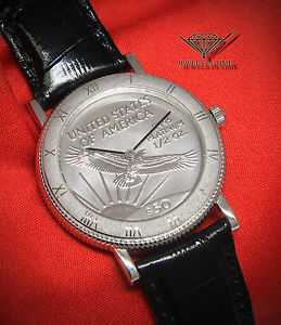 Coinwatch $50 US Millenium Edition 18k White Gold & 1/2 oz Platinum Dial Watch