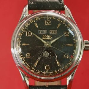 Zodiac 908 Mondphase Automatik Doppel Datum Uhr1951 mit Garantie