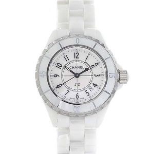 FreeShipping Pre-owned CHANEL J12 33mm White Ceramic Quartz H0968With GenuineBOX