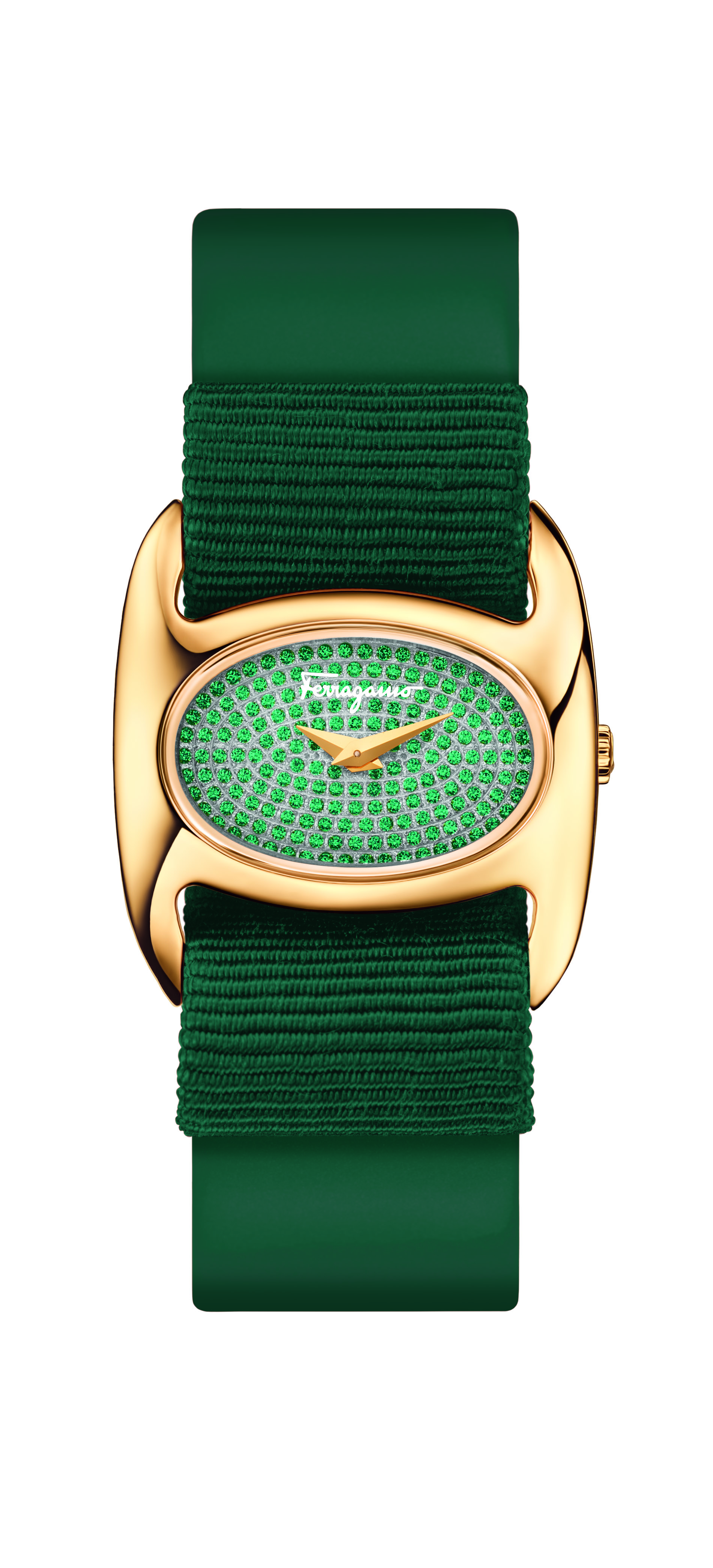 Ferragamo FIE090015 Women's Varina Pave Tsavorite Dial W/ Go