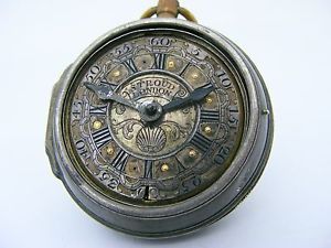 Verge Fusee C. Stroud London XVIII Century Coin Silver Double Cased Pocket Watch