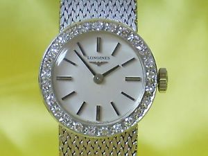 Longines rare vintage lady diamonds 18 kt white gold very important jewels watch