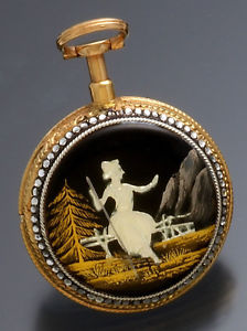 18K ENAMEL GREGSON & LEROY POCKET WATCH QUARTER HOUR REPEATER CYLINDER FUSEE