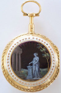 Antique Verge Fusee enamel pocket watch circa 1790's MINT cond. 20K Gold