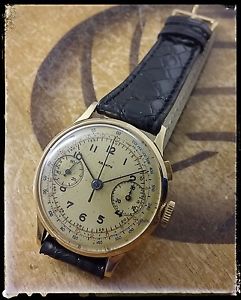 VERY RARE ARDATH, VINTAGE CHRONOGRAPH 18K SOLID GOLD MONOPUSHER WATCH UHR MONTRE
