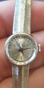 Woman's Mid Century siGel 18k Solid White Gold Watch & band - STUNNING! 20 grams