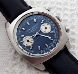 VINTAGE CUERVO Y SOBRINOS LARGE 37.4MM STAINLESS STEEL CASE BLUE SUNBURST DIAL
