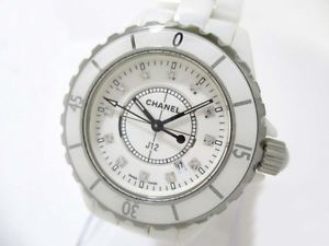 Free Shipping Pre-owned CHANEL J12 H1628 Quartz Dial Color White Women Watch