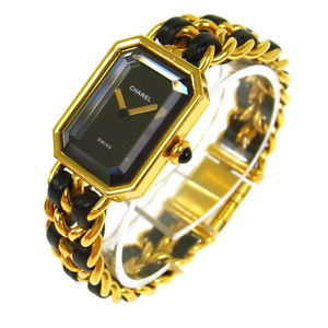 Authentic CHANEL Vintage Premiere Wristwatch Gold Quartz Swiss Made #M TG00481
