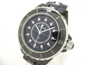 Free Shipping Pre-owned CHANEL J12 H1625 Quartz Dial Color Black With GenuineBOX