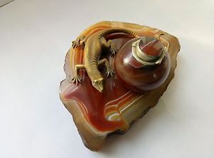 Letter Set Writing Antique Snake Lizard Agate Stone Handmade Inkwell Press Papie