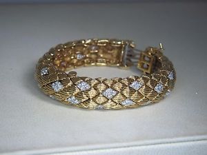 VINTAGE DAVID WEBB 18K GOLD & PLATINUM 4.5 CTW F-VS DIAMOND WATCH BRACELET