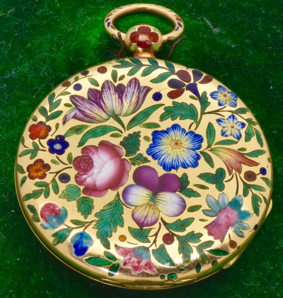 MUSEUM Chinese Qing Dynasty 18k Gold&Enamel J.F.Bautte,Geneve pocket watch c1830