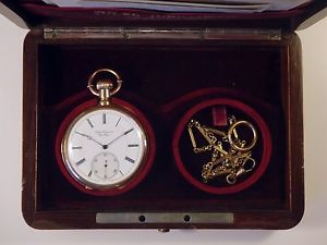 RARE JULES JURGENSEN 18K GOLD POCKET WATCH BOW SET ANTIQUE WATCH W/ ORIG CASE