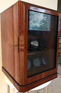 Orbita Bergamo 9 Watch Automatic Winder Mahogany Wood Cabinet Box