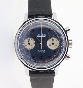 VINTAGE 1960s Vulcain Reverse Panda 7730 Swiss Chronograph Watch - Serviced