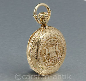 Fritz Rüsser 1875 Splendour coat of arms hunter gold minute Repeater 18K pocket