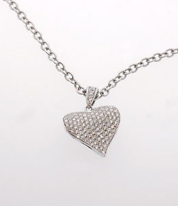 18K White Gold Diamond Heart Pendant HIghest Quality Diamonds