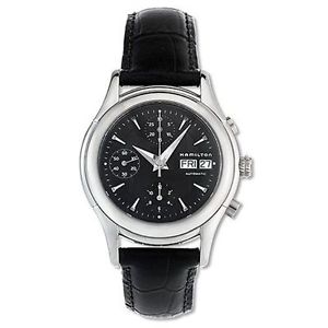 Hamilton H18516731 Mens Black Dial Analog Automatic Watch with Leather Strap