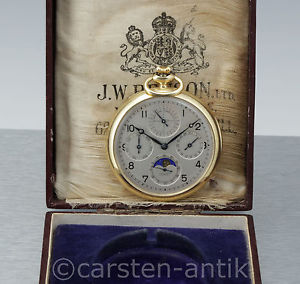 J.W. Benson London 18k Gold astronomical Pocket watch with perpetual calendar
