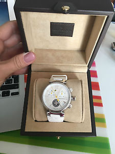 Louis Vuitton Tambour white watch Q11BA Chronograph 39.5mm Box, Receipt