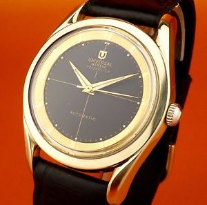 VINTAGE  " UNIVERSAL GENÉVE " POLEROUTER, Auto & Black Dial from 1950 !!!